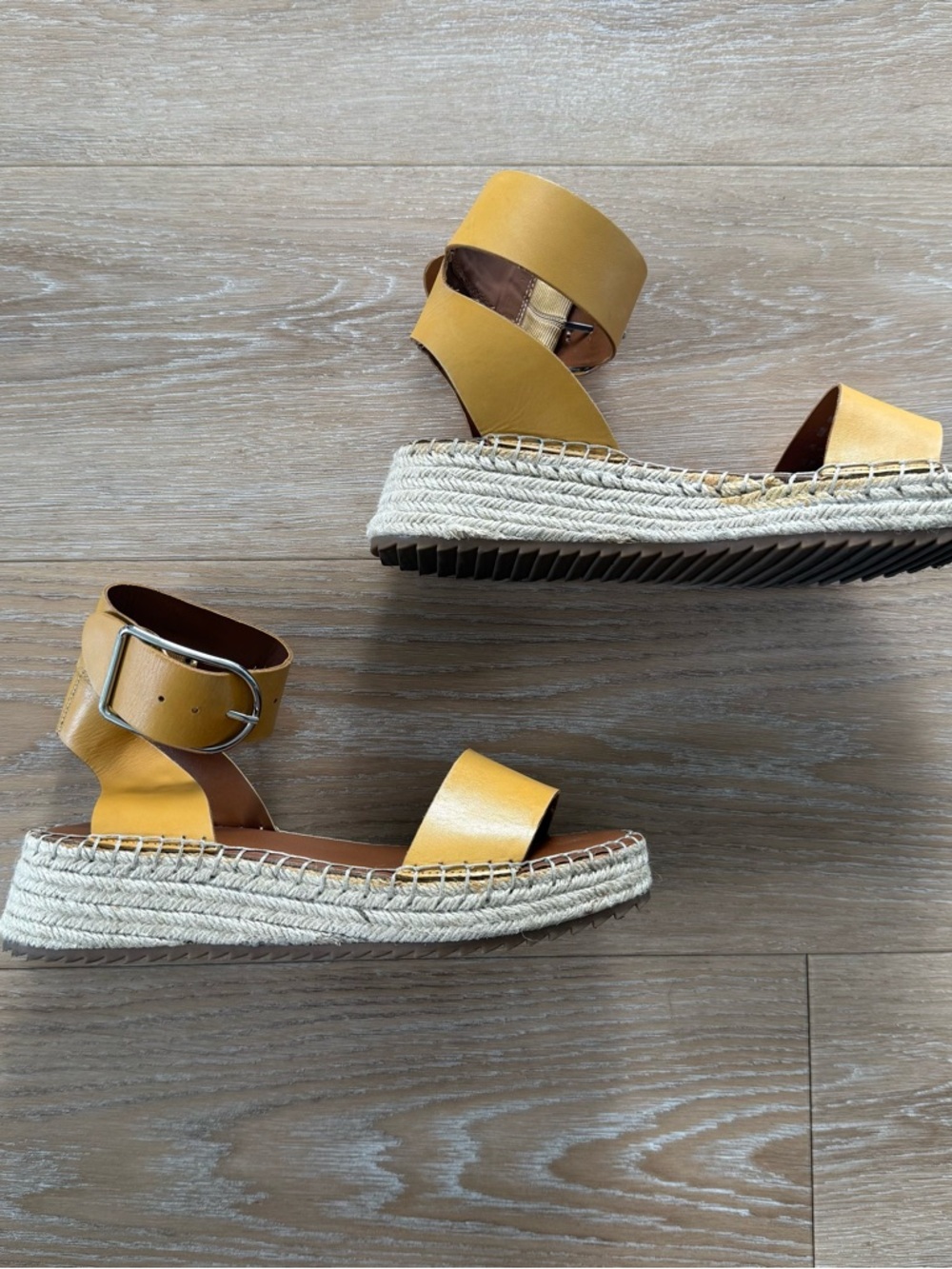 Franco Sarto yellow platform espadrille sandals